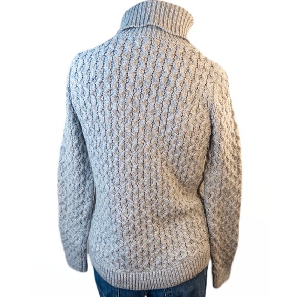 Lands End Womens Size XS Sweater Grey Cable Knit Turtleneck Long Sleeve Wool New - Picture 4 of 10